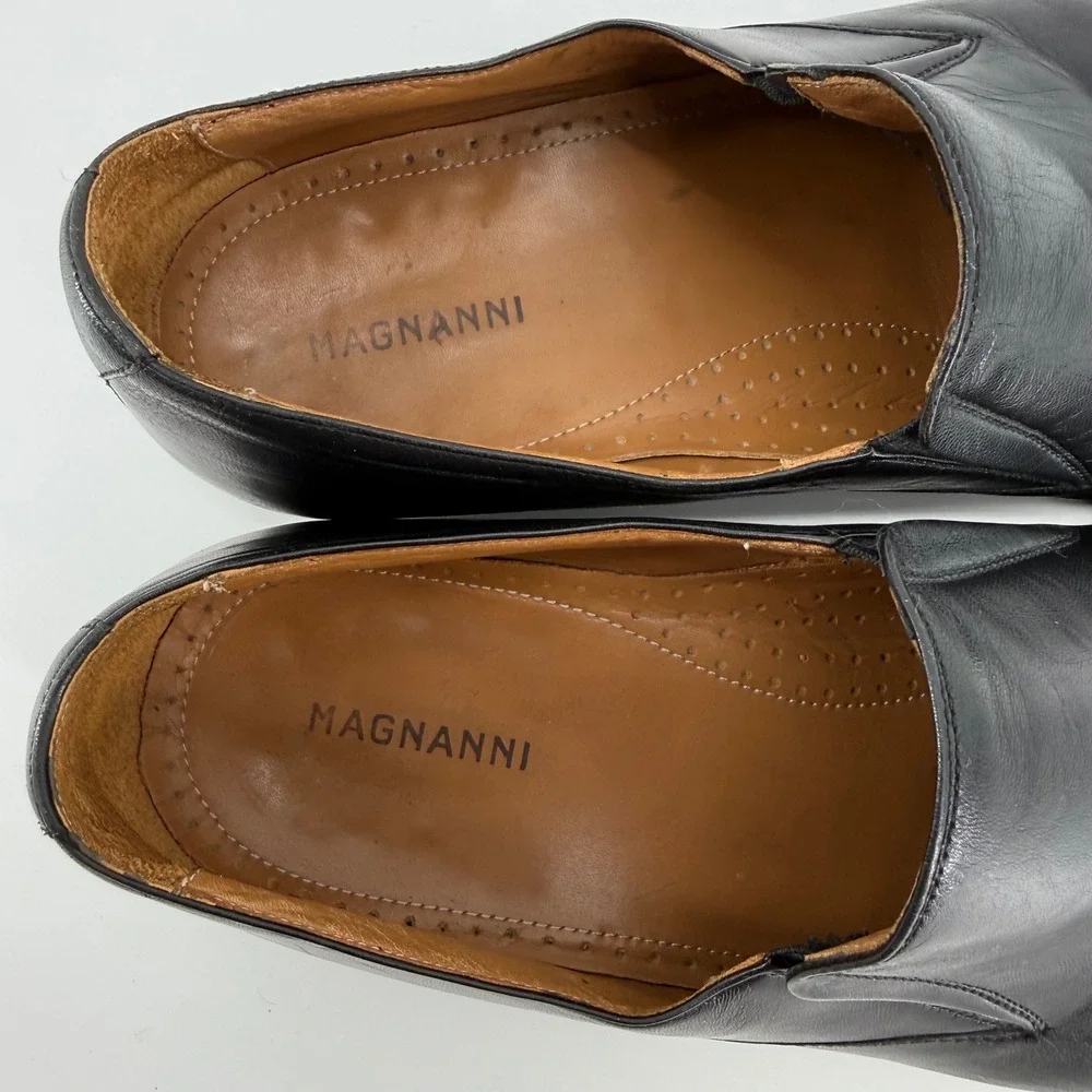Magnanni Mens Black Leather Slip On Loafers Made in Spain US 10 M EU‎ 43.5